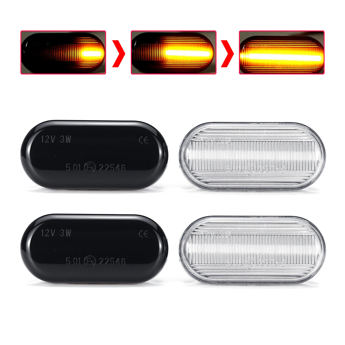 Dynamische vloeiende LED zijmarkeringsindicatorlichten Repeaters Lamp Amber voor Nissan Tiida Qashqa