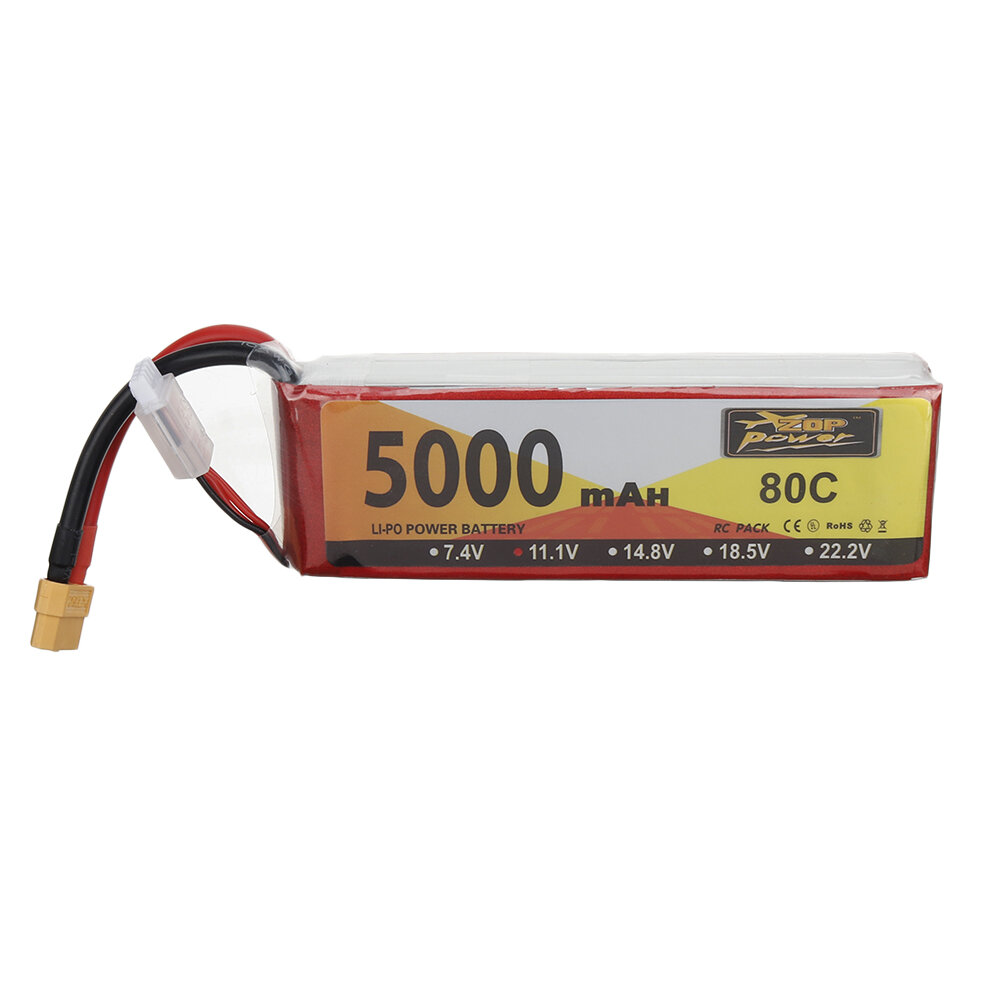 ZOP Power 11.1V 5000 mAh 80C 3S Lipo-batterij XT60-stekker voor RC Racing Drone