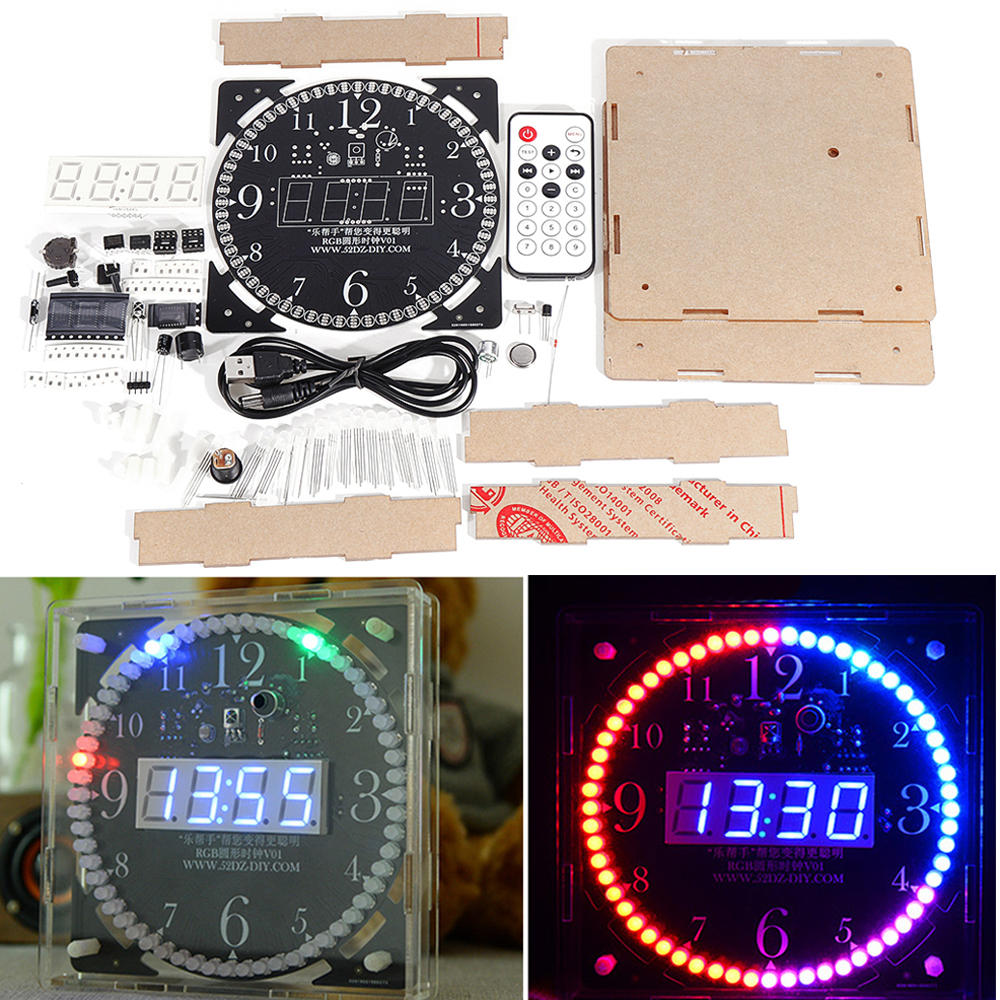 Full Color RGB Large Screen Multifunctional Electronic Clock DIY Kit za $24.40 / ~91zł