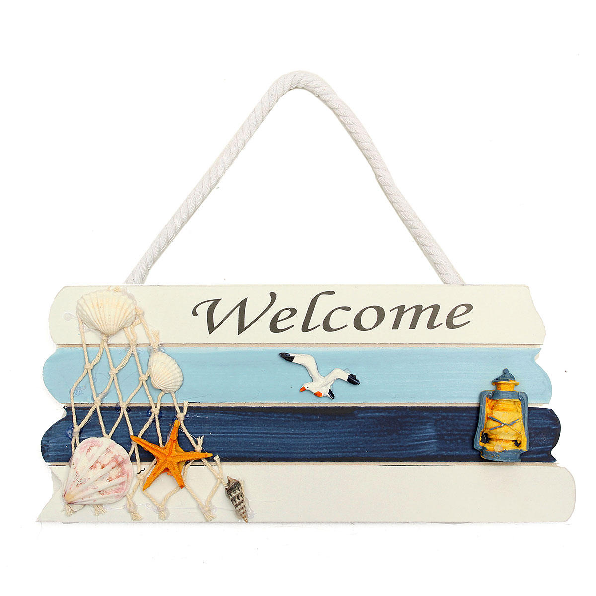 

Nautical Wooden Sign Beach Wall Welcome Sign Plaque Home Room Hanging Decor Decorations