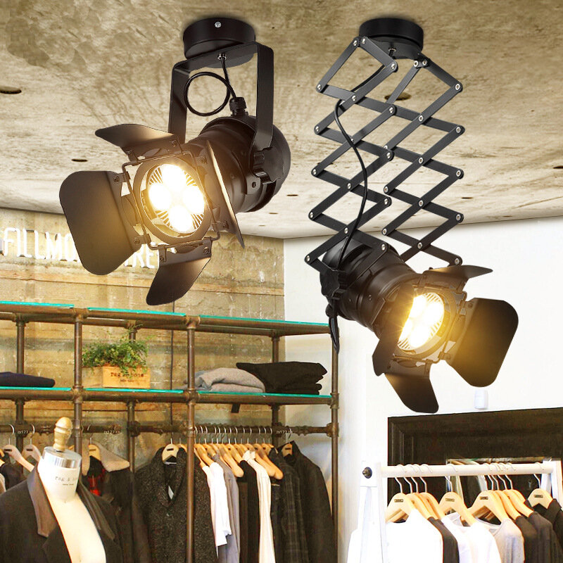 Retro Track Light Industrial LED Ceiling Light E27 Bulb Indoor LED Lamp Coffee Shop Clothing Store Bar Art Exhibition St