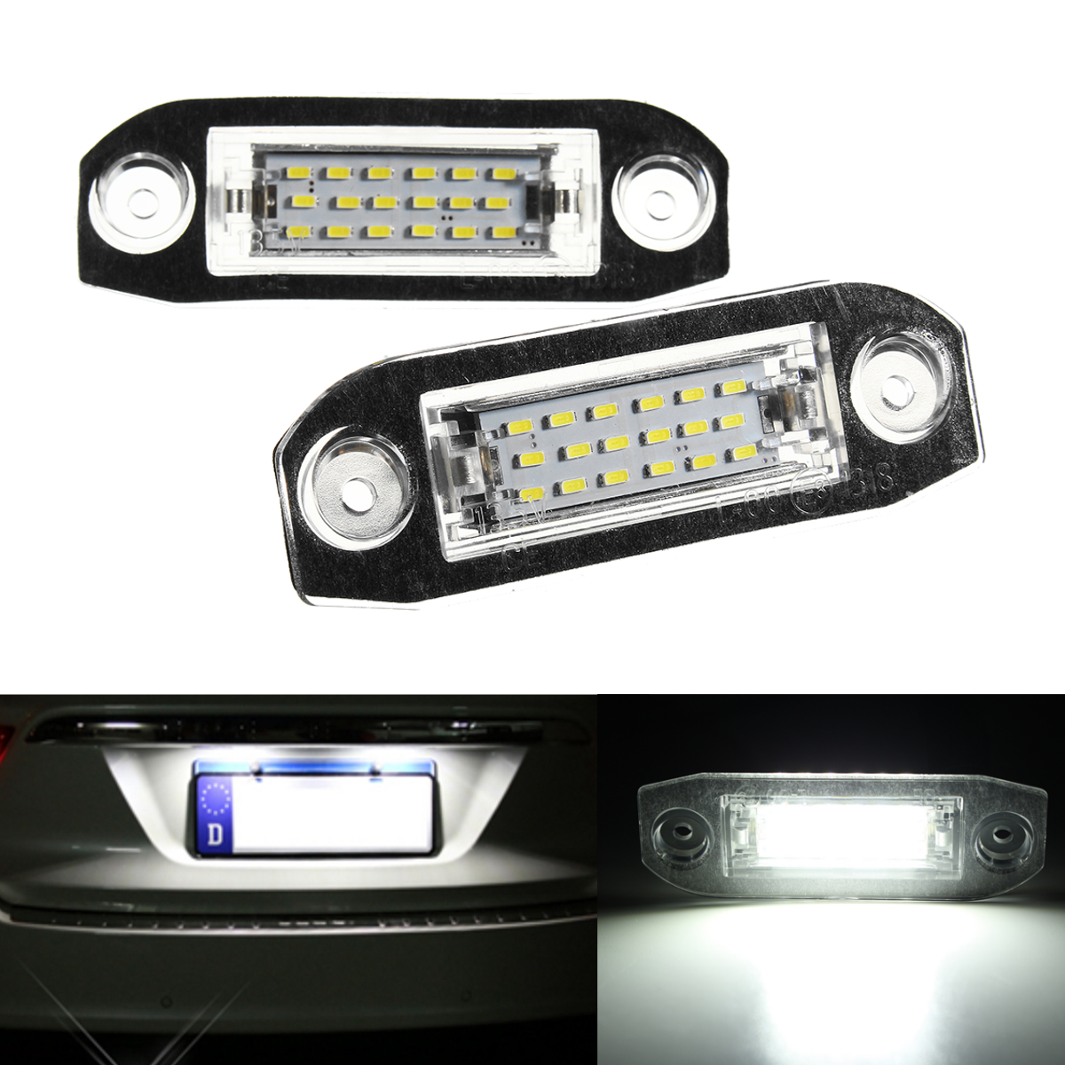 2x LED Licence Number Plate Light For Volvo C70 S40 S60 V50 V60 V70 XC60 XC90