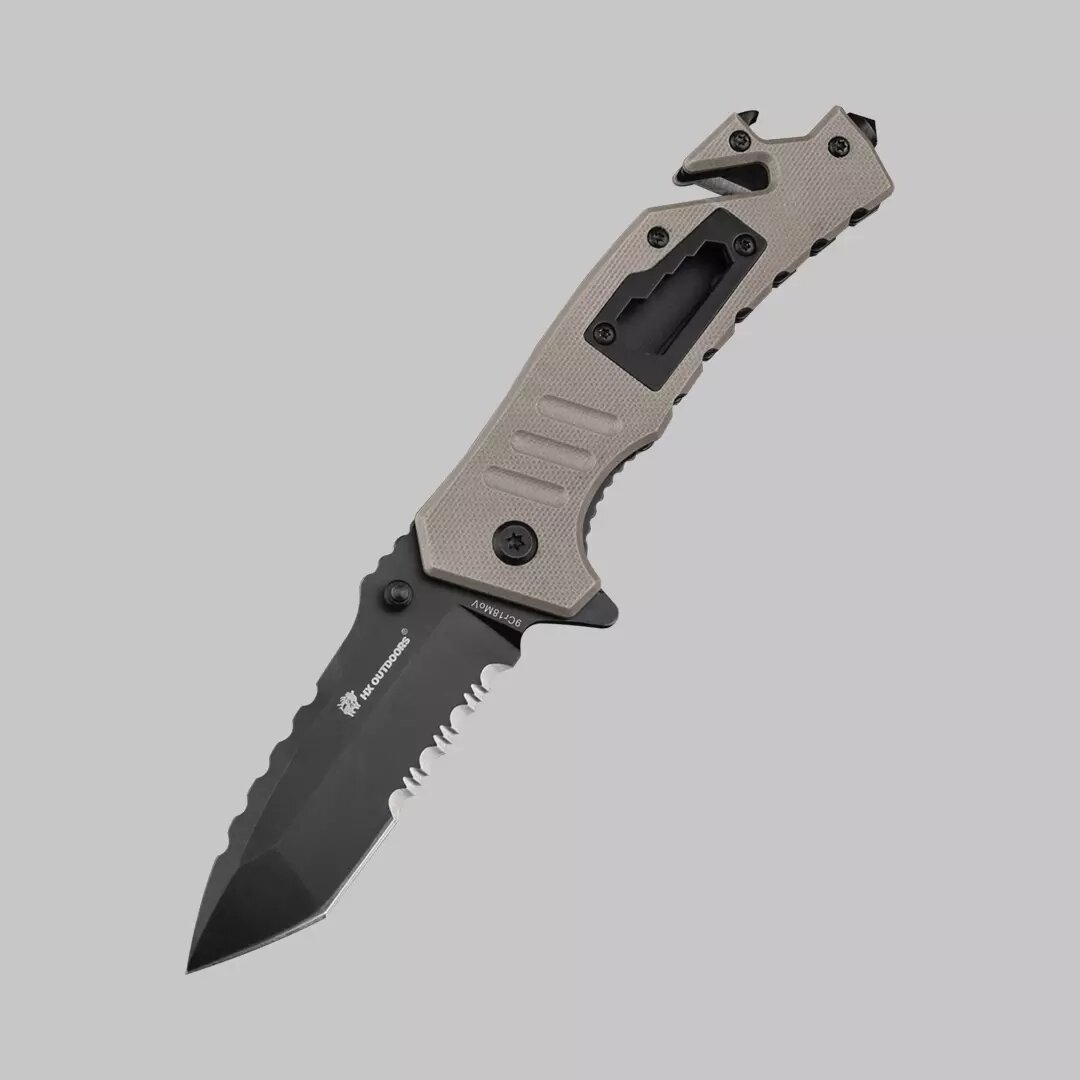 HX OUTDOORS Infantry Tactical Folding Knifes 9Cr18Steel Blade Handle Outdoor Survival Tools Saw Corkscrew Blade Tool