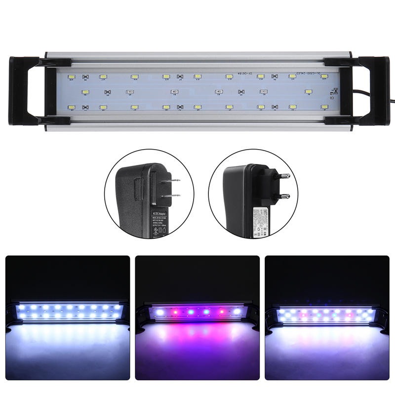 Dimmable & Timer LED Fish Tank Light Lamp Hood Aquarium Lighting with Extendable Brackets for 30CM T