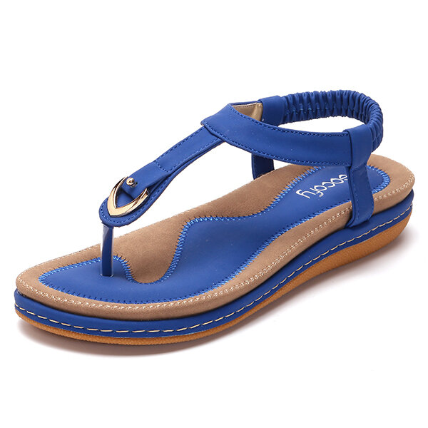 Dames Comfortabele Clip Toe Elastische lichtgewicht slip op zomerse strand platte sandalen
