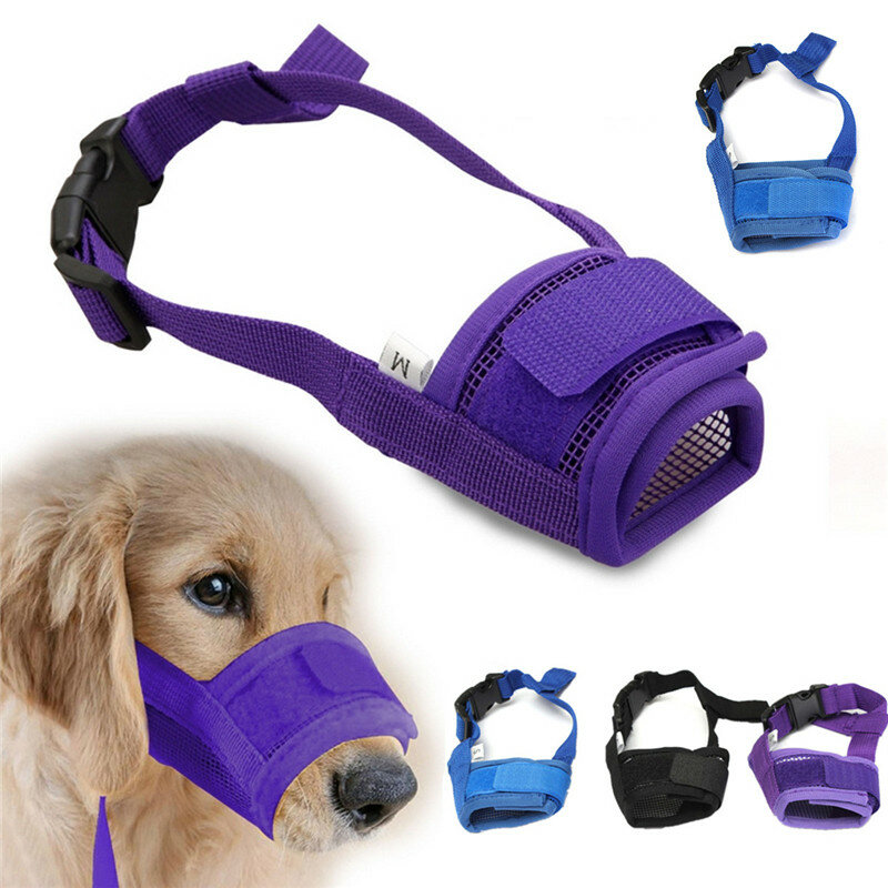 أزياء قابل للتعديل Nylon الكلب كمامة الحيوانات الأليفة جرو شبكة الفم قناع مكافحة العض نباح S-XL
