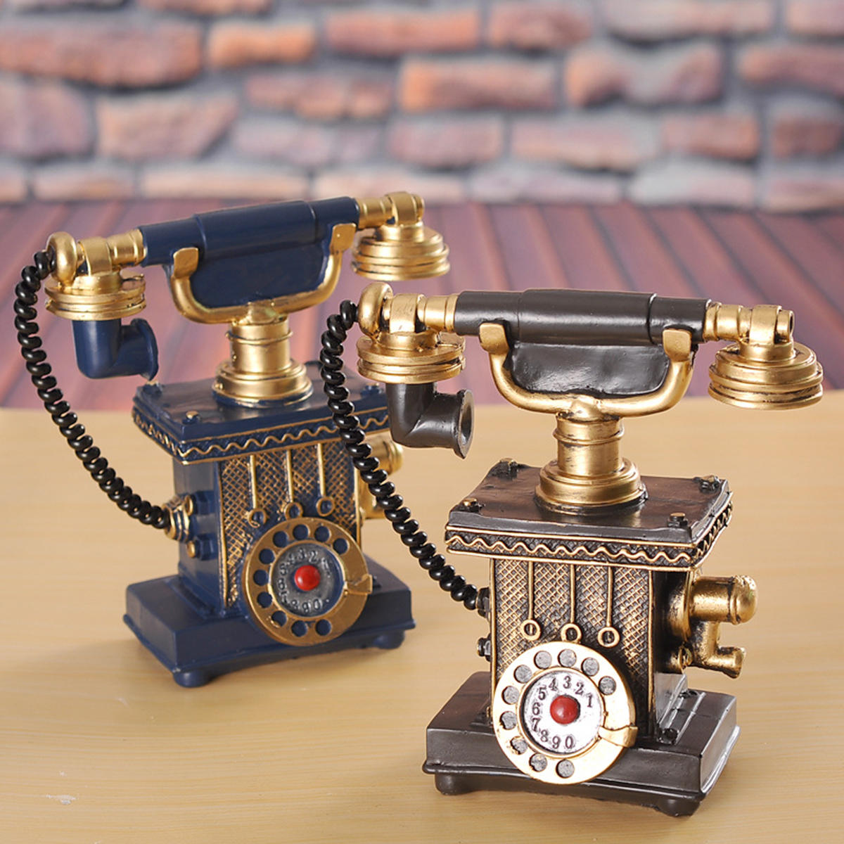Vintage roterende telefoon standbeeld antieke Shabby oude telefoon beeldje Home Decorations