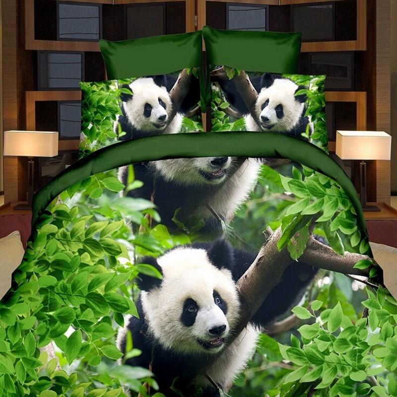 3D Panda Enkele dubbele dekbedovertrek Kussensloop Beddengoed Sets Bedrukt dekbedovertrek
