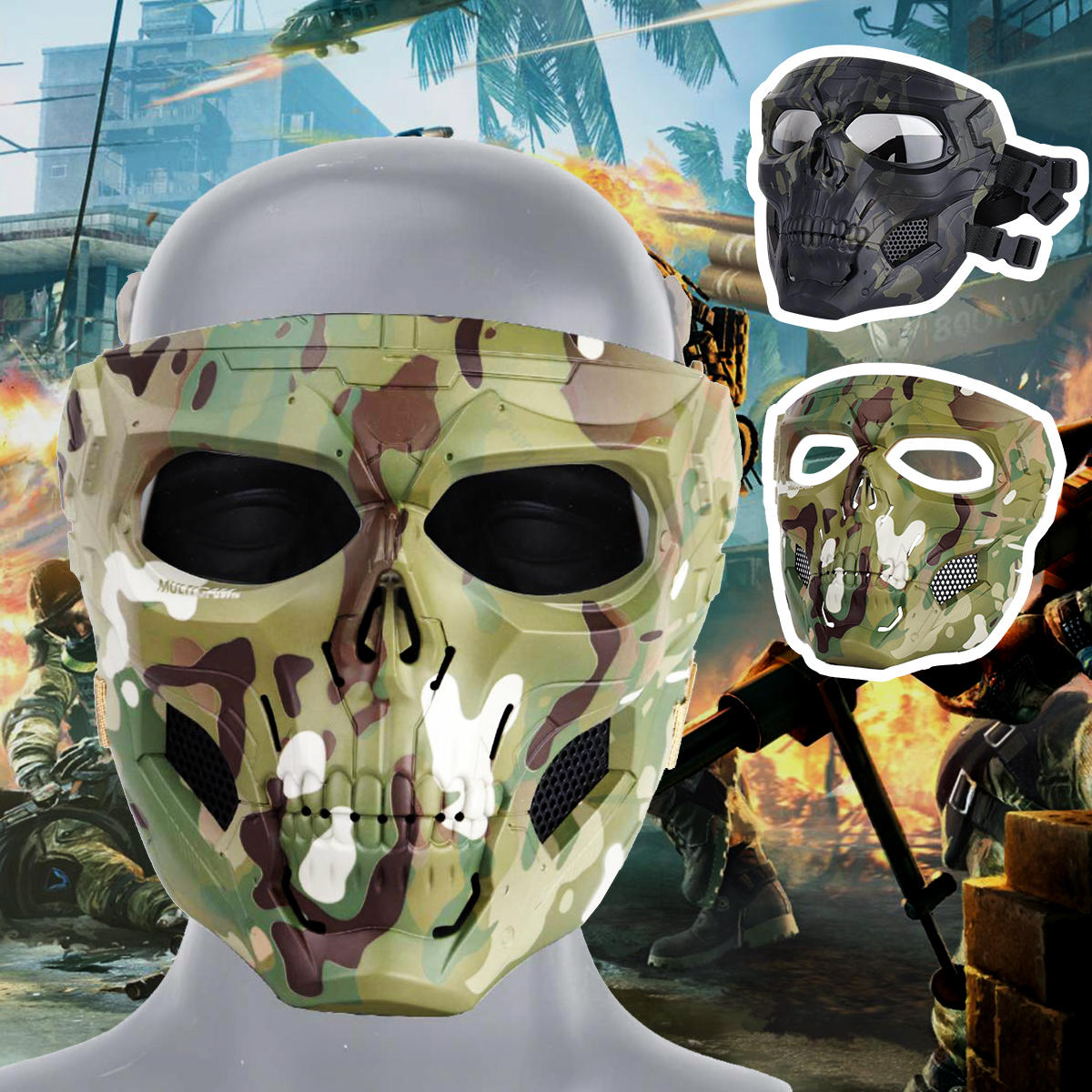 WoSporT Skull Airsoft Paintball Mask Full Face Tactical Halloween Party Mask