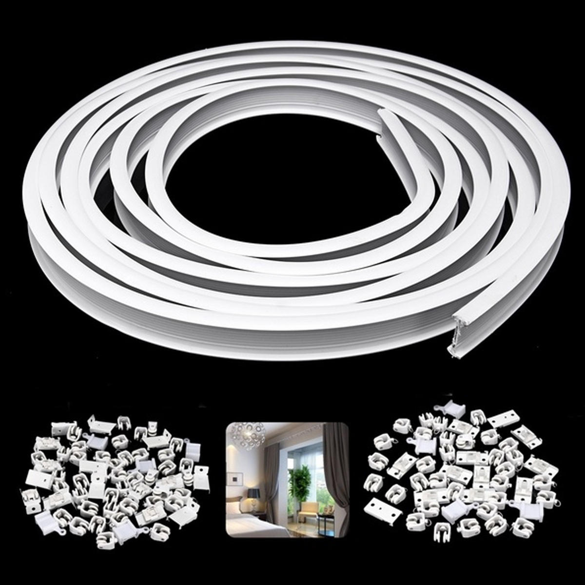 

3M Flexible Ceiling Mounted Curtain Track Rail Straight Slide Window Balcony Cabinet Guide Rail Slides
