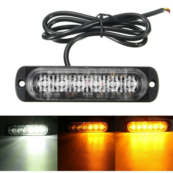

18W 6 LED Car Strobe Lights Bar 12V-24V Emergency Warning Flashing Lamp Amber/White/Amber+White