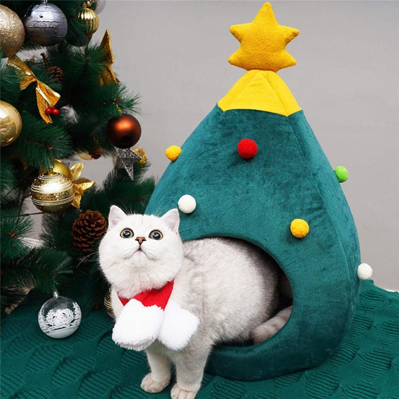 Christmas Tree Cat Litter Kennel Winter Warm Pet Nest Winter Cat House Pet Supplies Pet Bed
