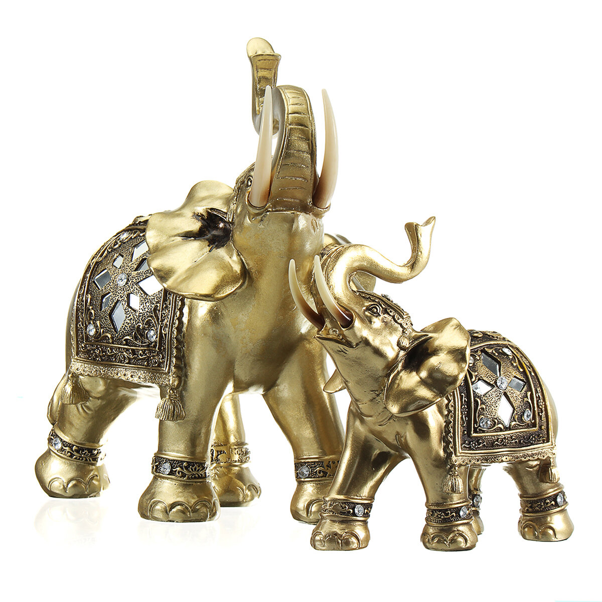 Lucky Charm Fengshui Mascot Golden Elephant Resin Mini Statue Home Desk Ornaments Gifts Home Decorat