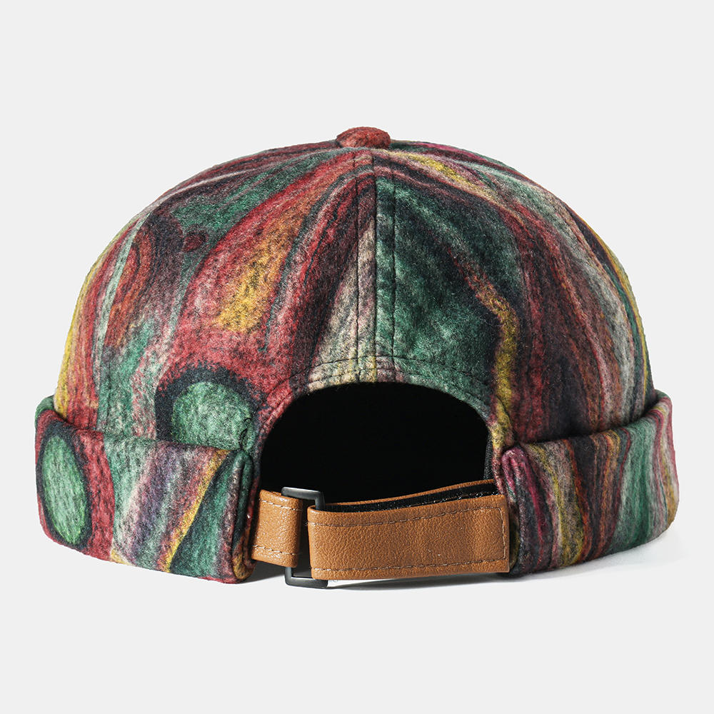 Folk-custom Brimless Skull Cap Caps met abstract patroon Soft Vilten aangepaste hoeden