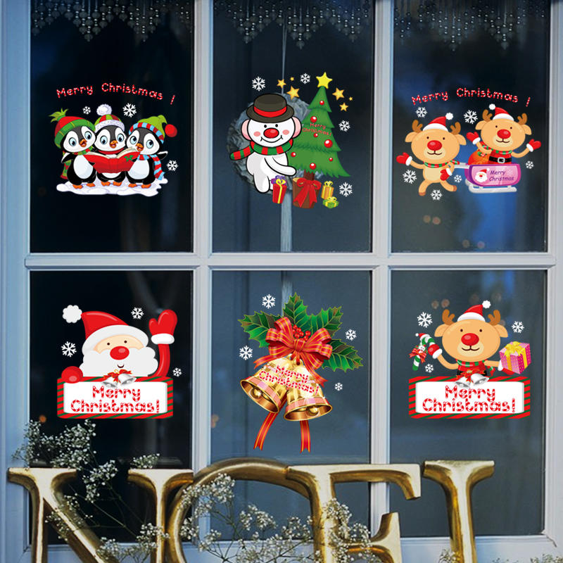 Miico SK9108 Christmas Sticker Window Cartoon Penguin Pattern Wall Stickers Removable For Room Decor