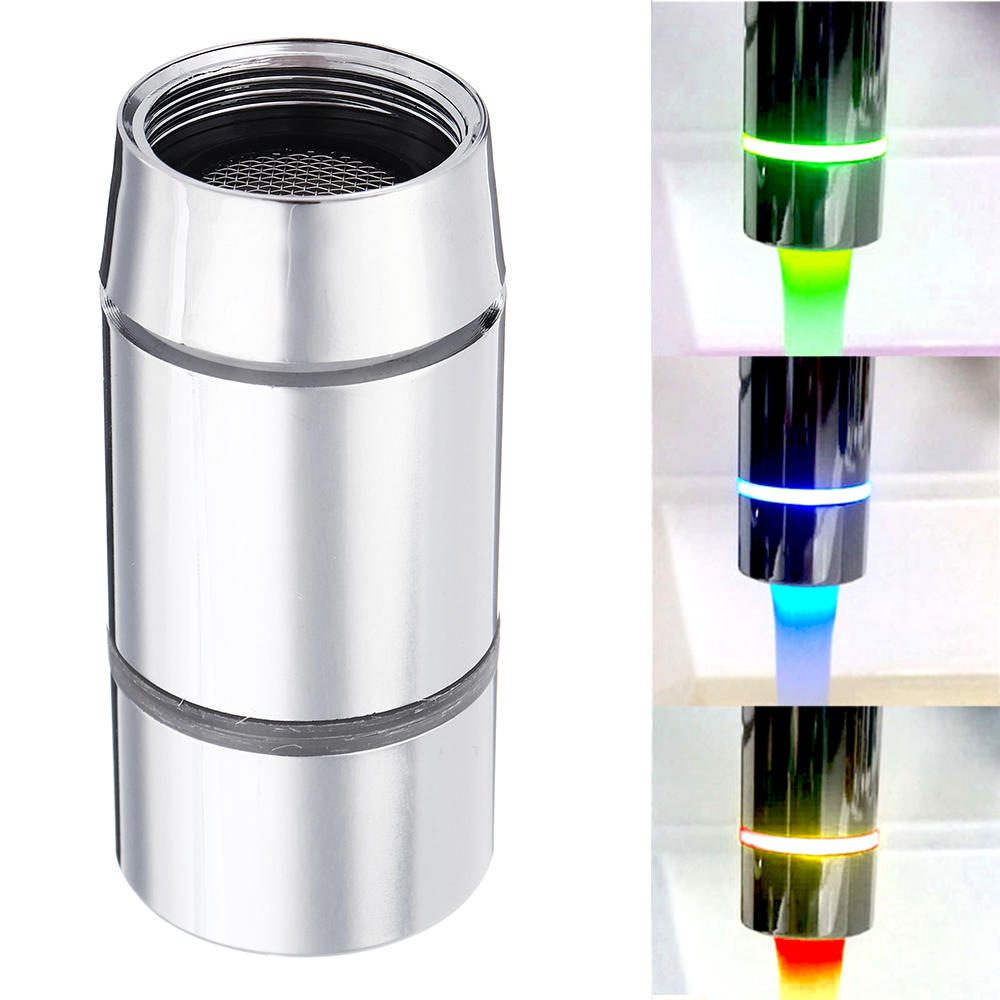 Copper RGB/Multiple Color Water Faucet Aerator LED Water Stream Color Changing Faucet Bubbler Temperature Control No Bat