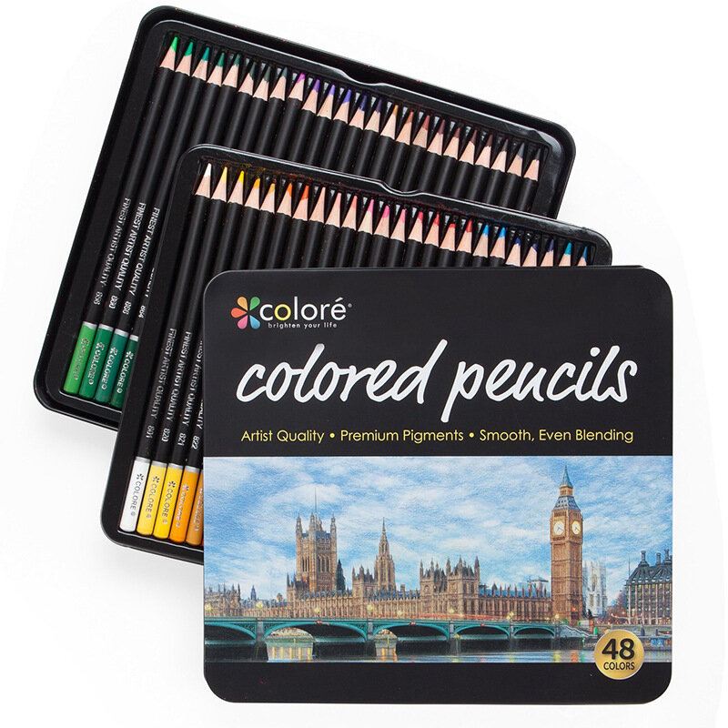 

H&B HB-CPTB072 48/72 Colors Pre-Sharpened Oily Colored Pencil Set Sketch Painting Pencils Crayons For Drawing Coloring S