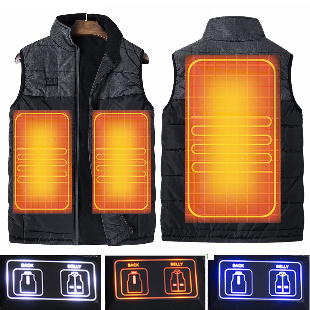 Electric Vest Heated Cloth Vest Warm Heated Pad Body Winter Warmer USB Charger