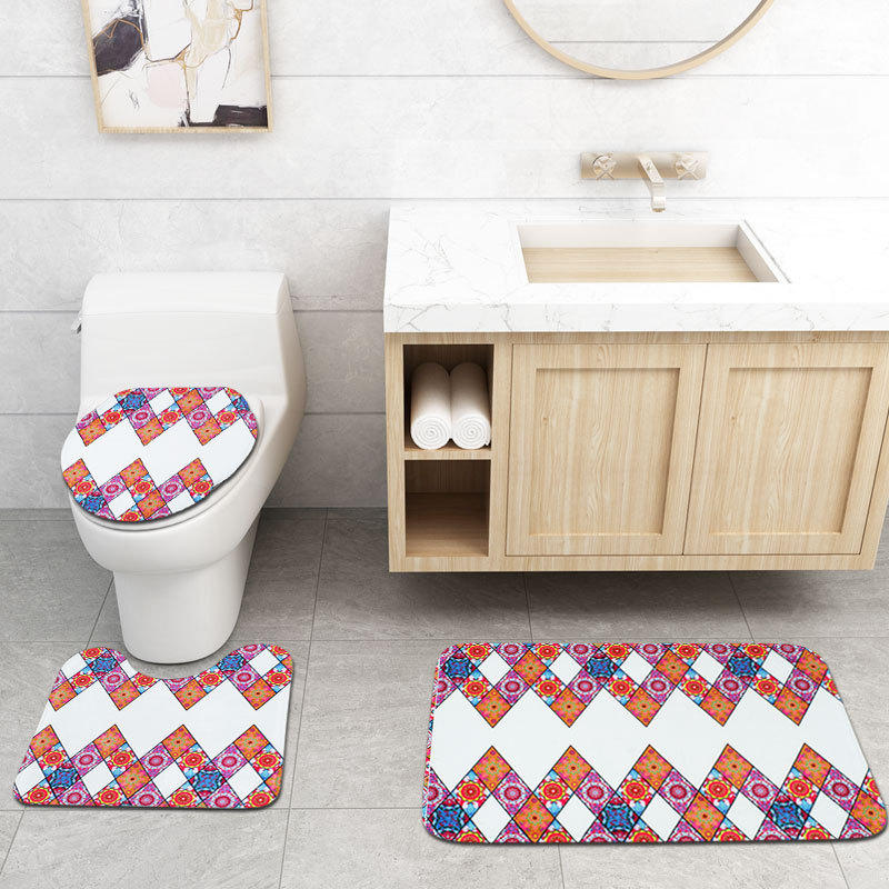 Bohemian Style Toilet Cover Mat antislip kleed Set waterdicht badkamer douchegordijn