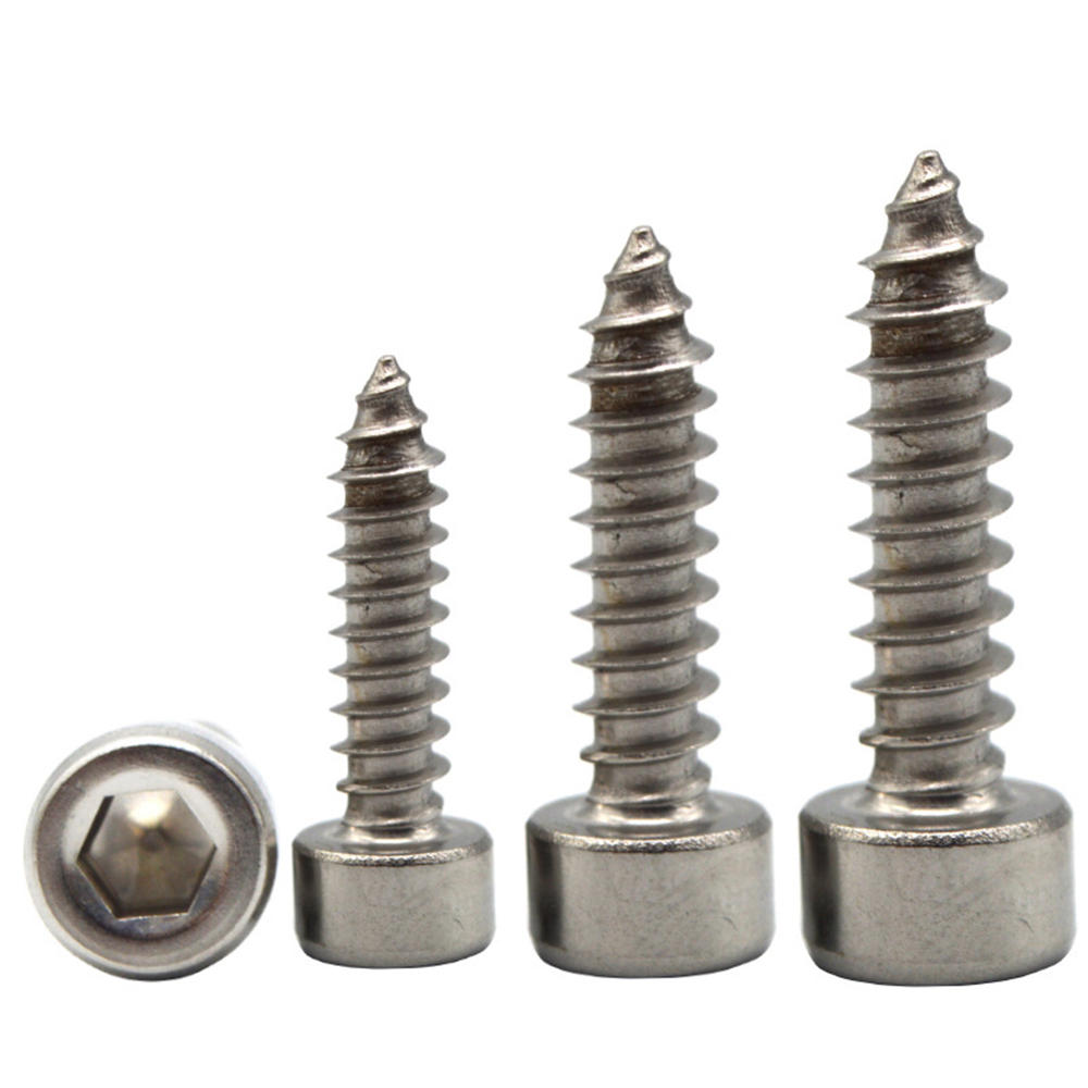 Suleve M5SH9 50Pcs M5 304 Stainless Steel Hex Socket Cylinder Cap Head Self Tapping Screw Wood Screw