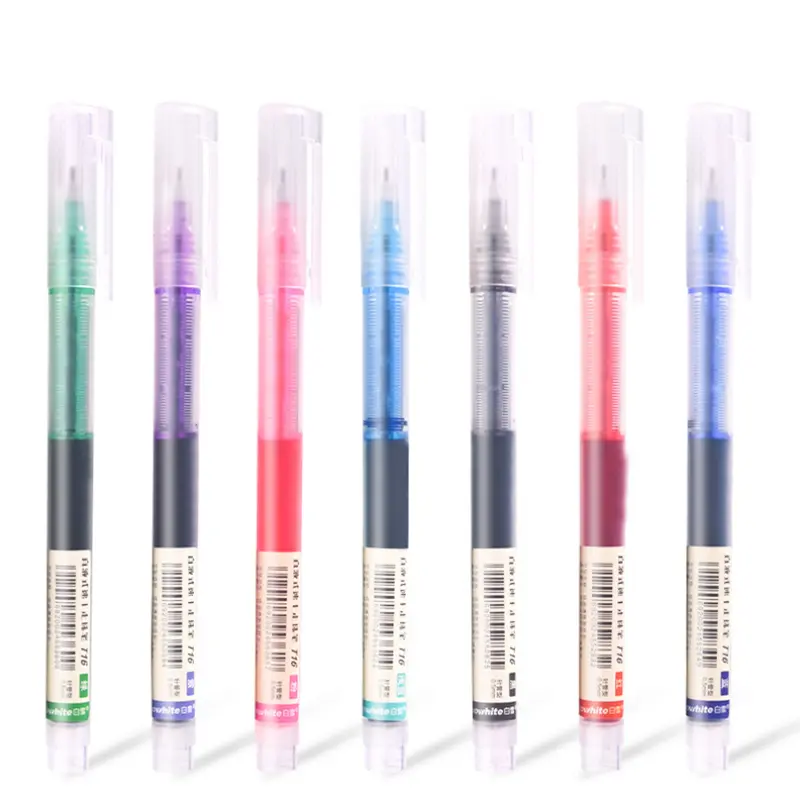 12pcs straight liquid ball gel pen quick-drying multicolor smooth writing pen for students school office supplies