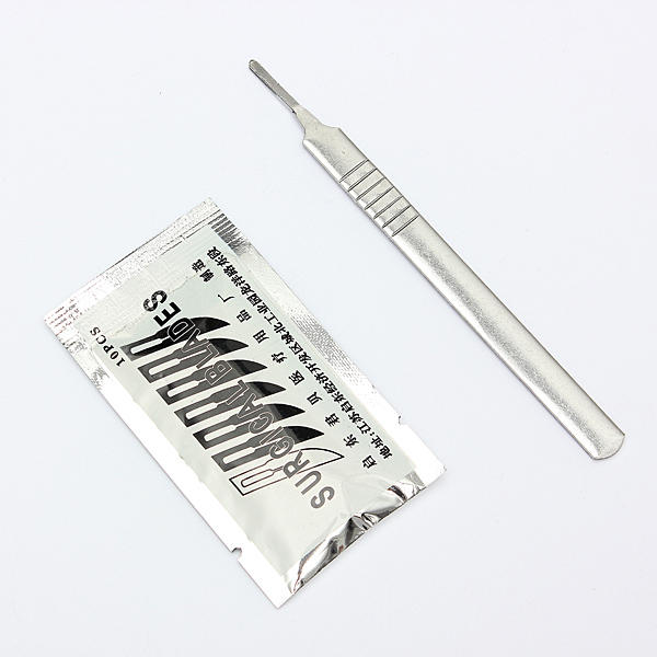 10pcs #11 carbon steel surgical scalpel blades + 1pc #3 handle