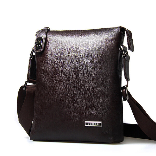 Men's Leather Shoulder Bag Zipper Hasp Vertical Bags - US$87.23