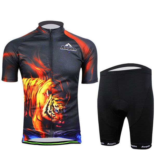 Bici bicicletta uomini indossano camicia e pantaloncini vestito ciclismo tigre