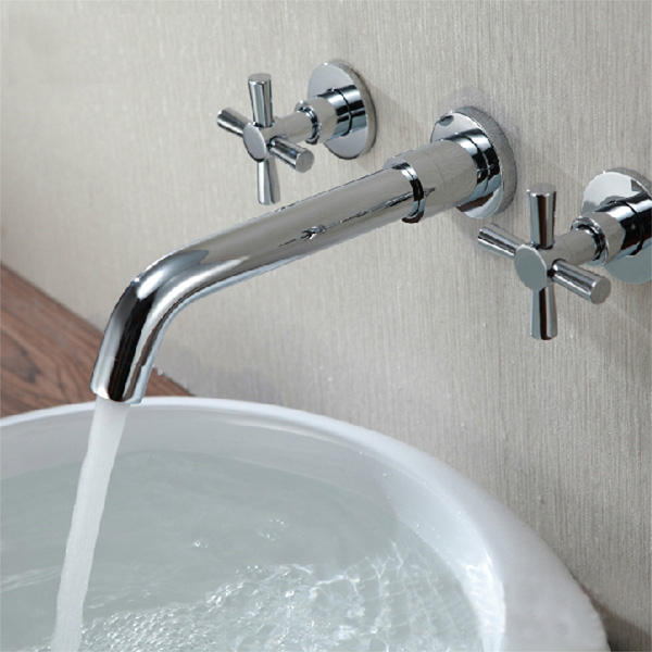 Chrome Brass Modern Wall Mounted 3 Hole Bath Faucet Tap At Banggood