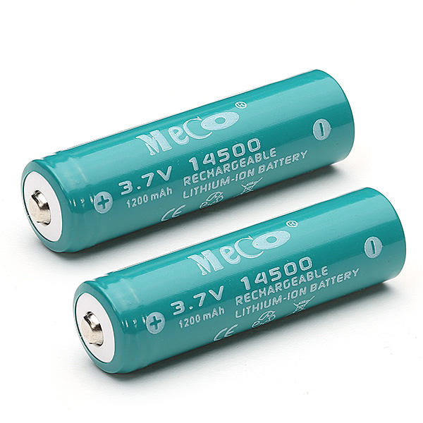 2 stuks MECO 3.7V 1200mAh oplaadbare 14500 Li-ion batterij