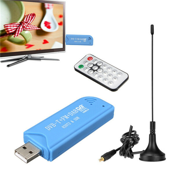 Portable USB Freeview DVB-T/T2 Digital HD TV Aerial Receiver Mini Antenna for Laptop Desktop Supports Windows2000/Windows XP/Vista External RTL-SDR Receiver 