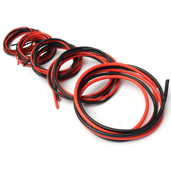DANIU 2M AWG Suave Flexible Cable de Alambre de Silicona 12-20 AWG (1 Metro de Rojo + 1 Metro de Negro)