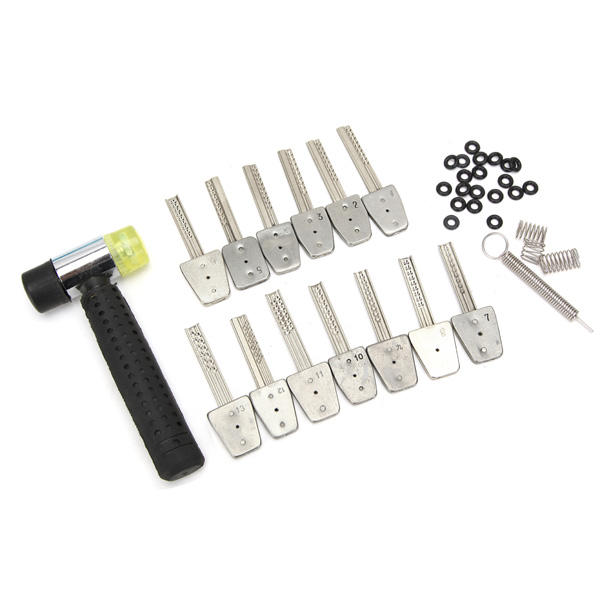 HUK 14Pcs Stainless Steel Key Picks Bit Set With Hammer Lock Picks Tools
