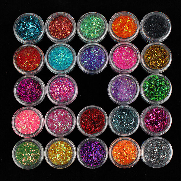 Diamond Glitter Powder Slice Nail Art Tip Decoration 24 colors