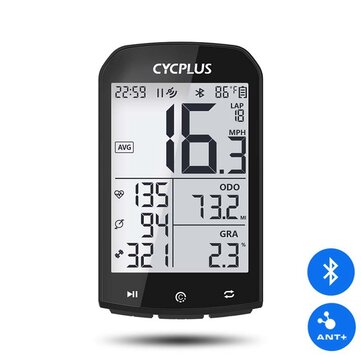 CYCPLUS M1 GPS Bicycle Computer Wireless With Bluetooth 4.0 ANT+ Cycling Speedometer Waterproof LCD Backlight Bike Odometer Stopwatch Bike Accessories For MTB Road Cycle/City Bike