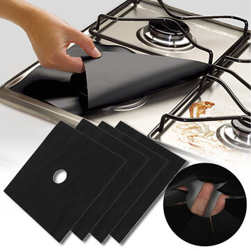 4Pcs Kitchen Gas Stove Top Burner Reusable Protector Liner Clean Mat Pad Cover