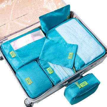 7PCS Cube Travel Luggage Storage Bag Packing Clothes Socks Makeup Organizer UK