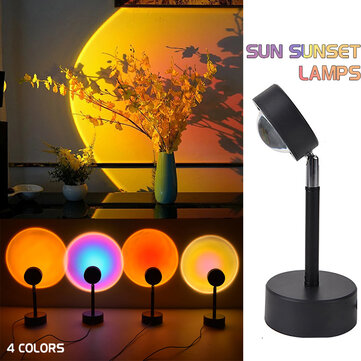 180° Rotation Sunset Projection LED Light Rainbow Sunset Projection Lamp Floor Lighting Lamp Night Light for Home Bedroom Coffee Shop Wall Decoration