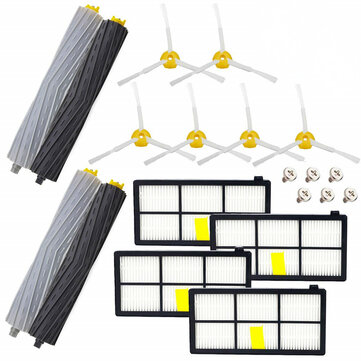 20Pcs Replacements for iRobot Roomba Vacuum Cleaner Parts Accessories Main Brushes*4 Side Brushes*6 HEAP Filters*4 Screws*6 [Not-original]