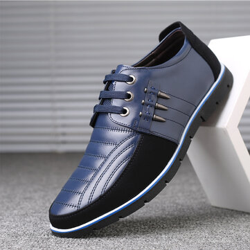 Men Stitching Business Soft Comfortable Oxfords Leather Shoes Sale ...