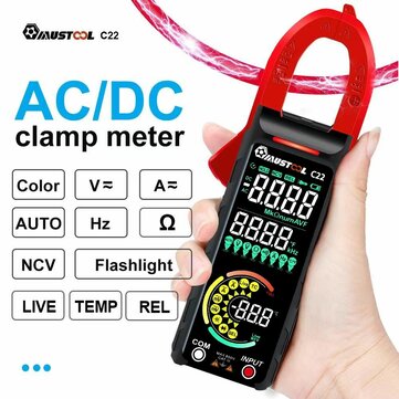 2024NEW Mustool C22 Digital Clamp Meter 400A High Precision AC Current Measure with Live Wire Recognition NCV Induction Detection Dual VA Color Screen