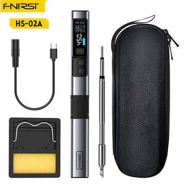 FNIRSI HS-02 Smart Soldering Iron High-Power 100W with Quick Charging PD/QC Protocol Wide Temperature Range 180-842°F Featuring Adaptive Power Efficiency 0.96 IPS HD Color Screen