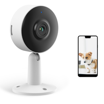 LAXIHUB M4 1080P WIFI Home Security Camera Wireless Indoor Camera with 2X Zoom Privacy Protection Night Vision Two-Way Audio Motion Detecting 90-day Free AWS Cloud Storage Surveillance Camera Work with Alexa Google Assistant