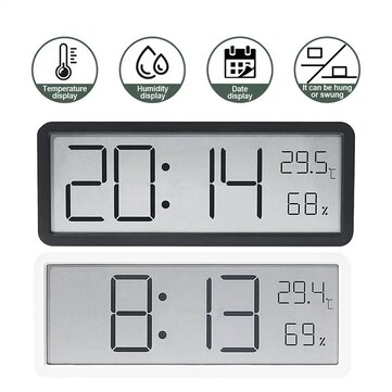 LCD Screen Digital Wall Clock Time Temperature Humidity Time Display Electronic Clock Desktop Digital Clock Battery Powered