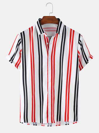 T-shirts - Mens Vertical Stripe Light Loose Casual Short Sleeve Shirts ...