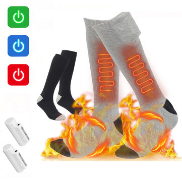 3-Gear Adjustable 4000mAh Electric Heating Socks 70℃ Intelligent Heating Warm Up Breathable Comfortable Long Socks