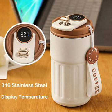 Stainless Steel 316 Smart Thermal Cup with Intelligent Temperature Display 450ml Capacity Perfect Office Coffee Mug Portable with One-Button Flip-top Lid Ideal for Travel