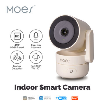 MoesHouse Tuya 4MP WiFi PTZ Cameras Smart Home Motion Monitor IR Night Vision Two-way Intercom Home CCTV Surveillance Monitoring Cameras