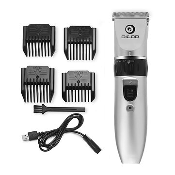Digoo BB-T1 USB Ceramic R-Blade Hair Trimmer Rechargeable Hair Clipper 4X Extra Limiting Comb