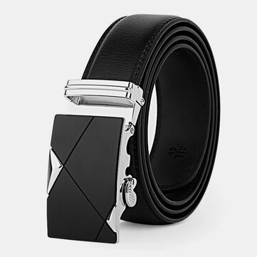 Men's Leather 110/115/120/125CM Ratchet Dress Belt With Automatic Buckle Business Jeans Suits Cowhide Belt